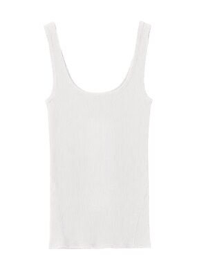 Rag & Bone Organic Cotton The Essential Rib Scoop Neck Tank White